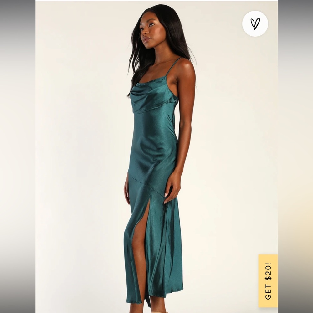 Radiant Aura Dark Teal Satin Maxi Dress